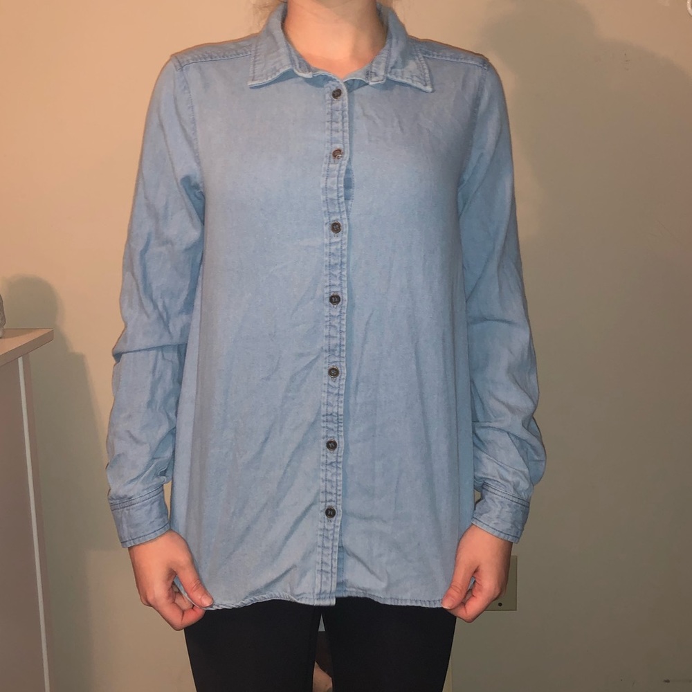 Blue button down.
